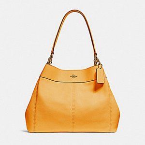 SOLD Coach Factory mustard yellow "Lexy" pebbled leather slouch handbag
